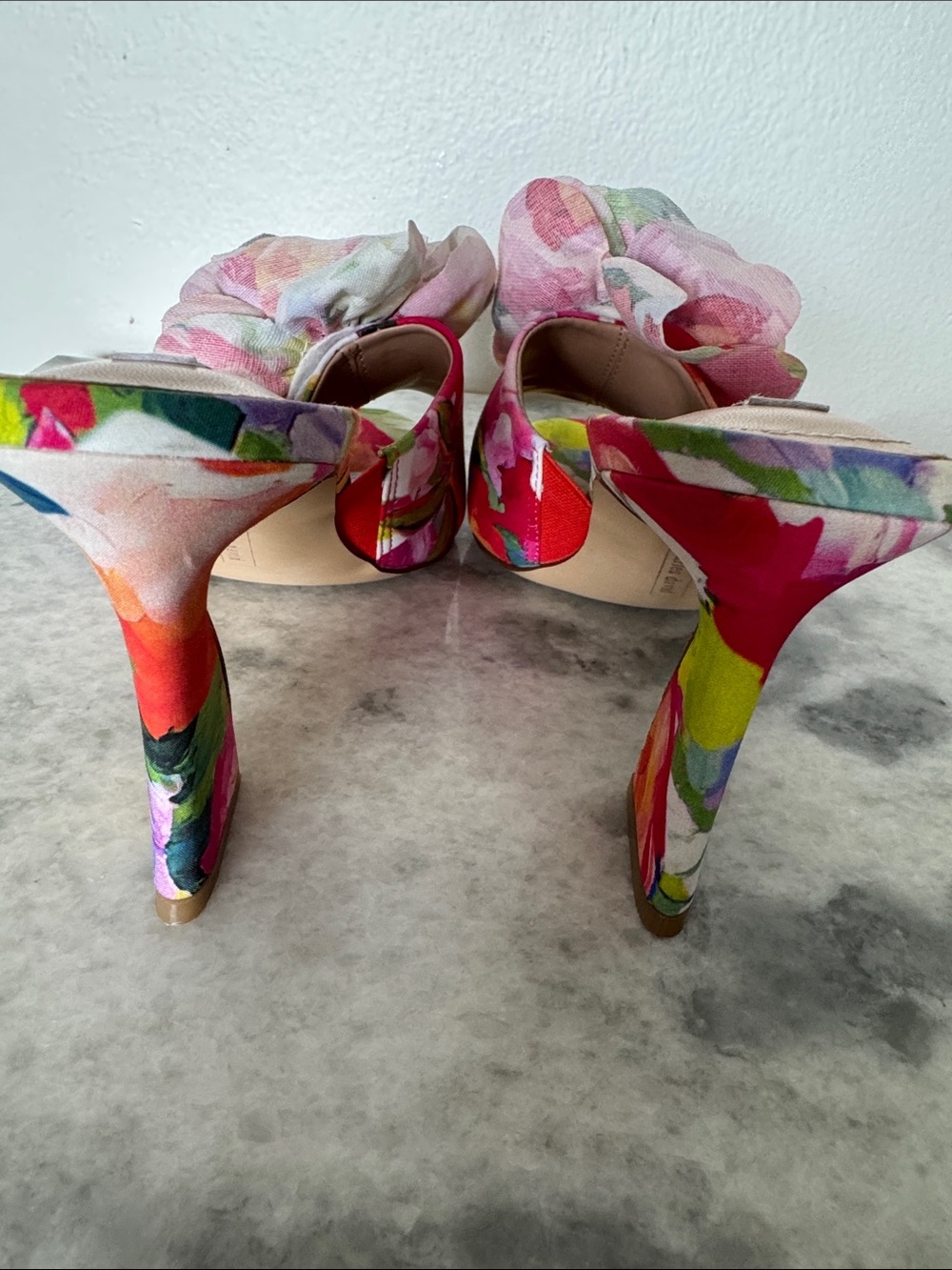 Charles David Floral Multi-Color Ruffle Slide Mules - Picture 2 of 7